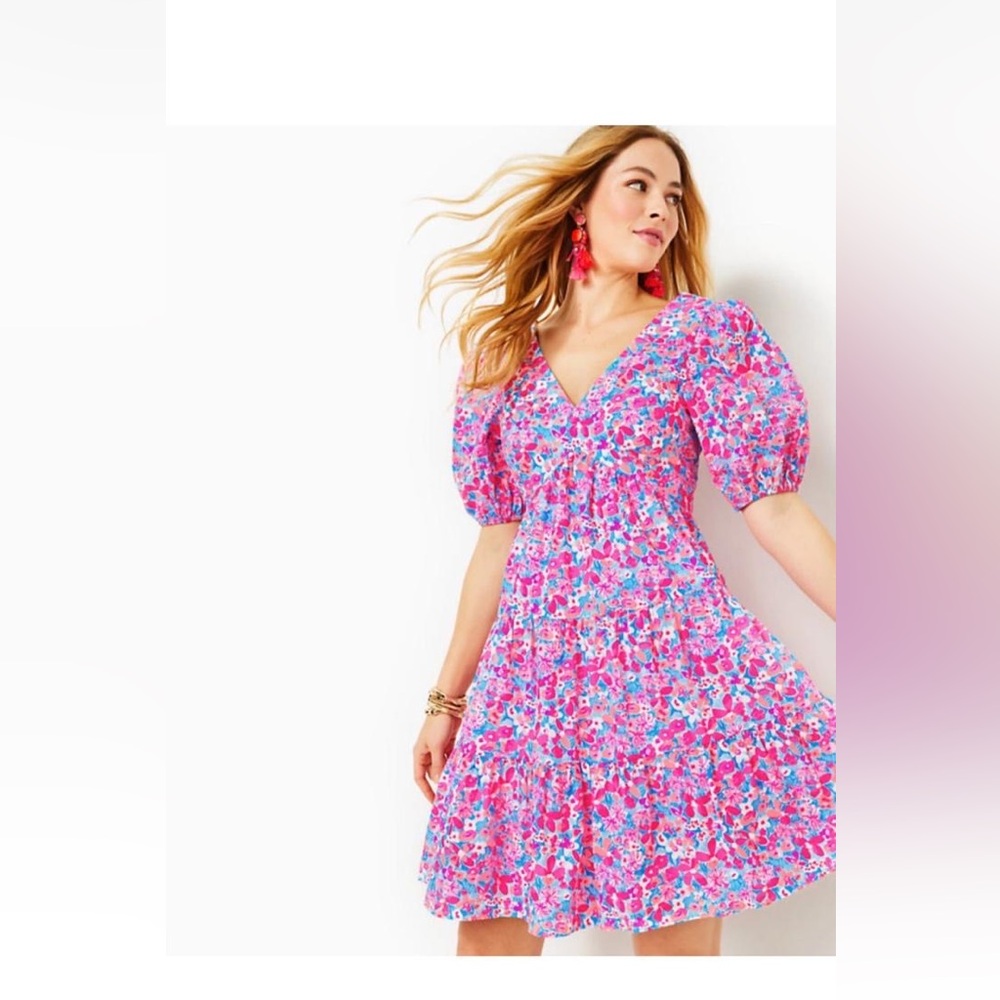Lilly Pulitzer Vibrant Pink and Blue Floral Dress
